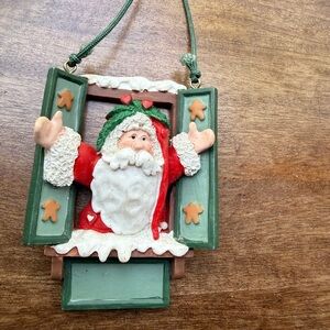 Holiday Santa Window Ornament - Red and Green Festive Hanging Decoration